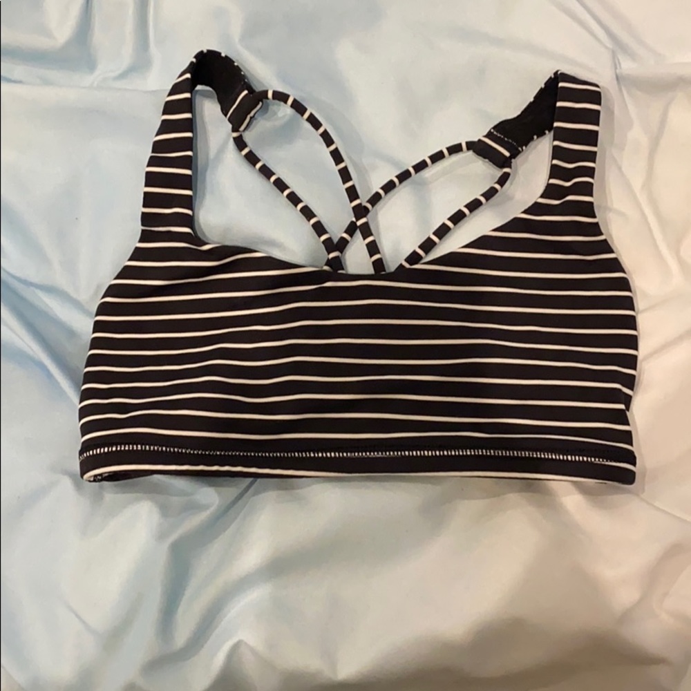 Black and White Striped Lululemon Sports Bra